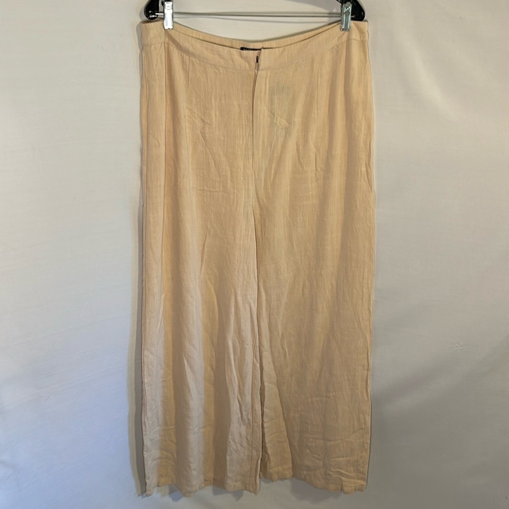 Nasty Gal Wide Leg Linen Trouser Pants Neutral Size 18